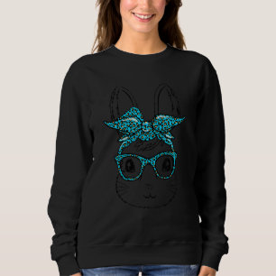 Sweatshirt Cute Bunny Face Leopard lunettes Headband Happy Ea