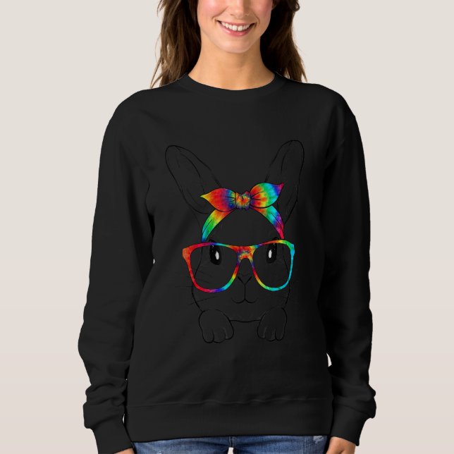 Sweatshirt Cute Bunny Face Leopard lunettes Headband Happy Ea (Devant)