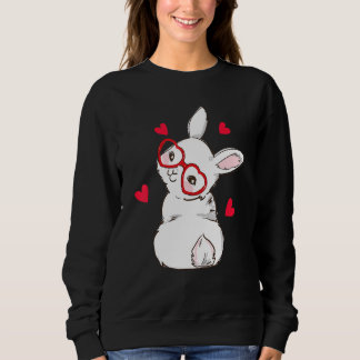 Sweatshirt Cute Bunny Face Love Glasses Easter Day Girls_1