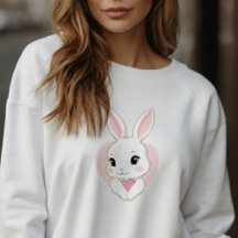 Cute Bunny Holding Heart | Romantic Design