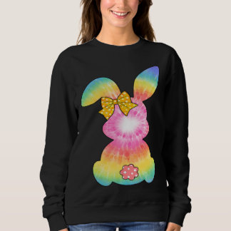 Sweatshirt Cute Bunny Rabbit Tie Dye Bow Tie Easter Day Girls