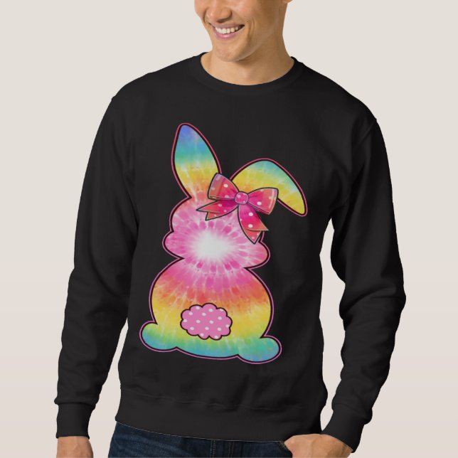 Sweatshirt Cute Bunny Rabbit Tie Dye Bow Tie Easter Day Girls (Devant)