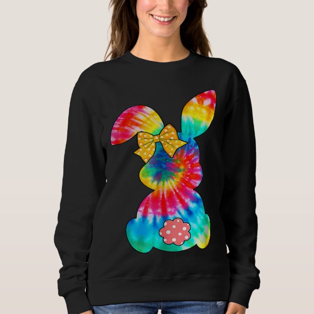 Sweatshirt Cute Bunny Rabbit Tie Dye Bow Tie Easter Day Girls (Devant)
