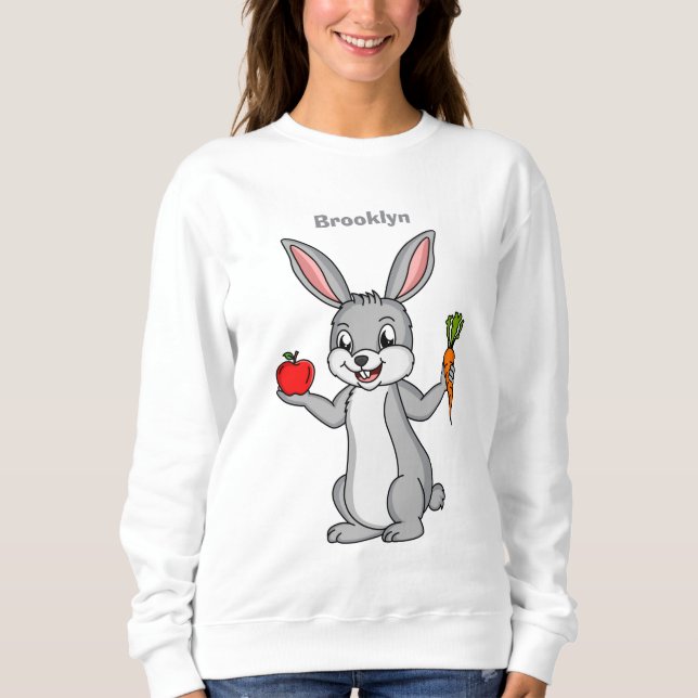 Sweatshirt Cute bunny rabbit with vegetables (Devant)
