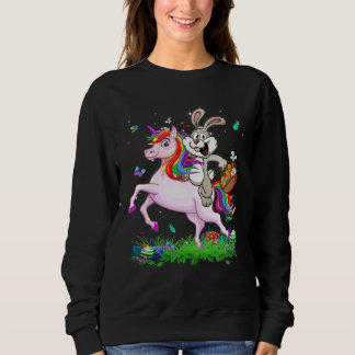 Sweatshirt Cute Bunny Ride Unicorn Easter Eggs Easter Day Kid