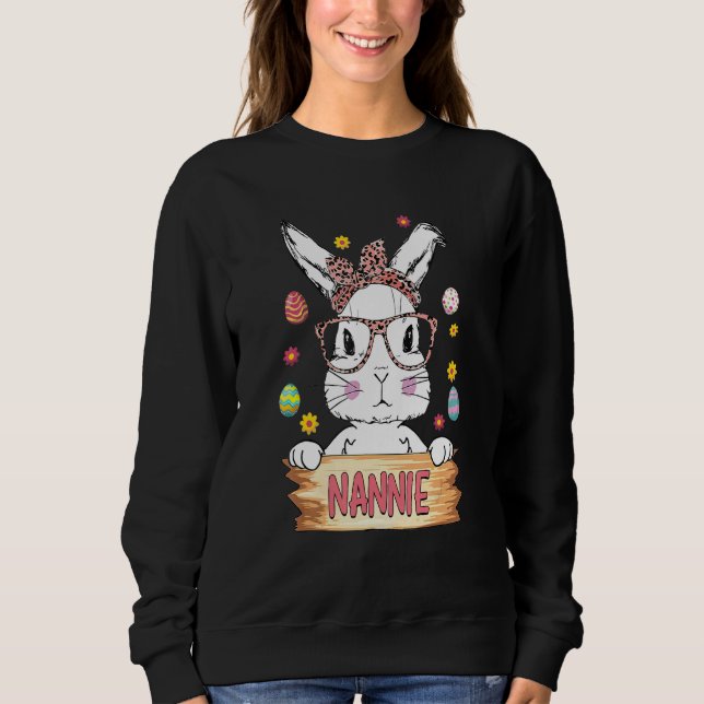 Sweatshirt Cute Bunny Visage Empreinte de léopard Lunettes Na (Devant)