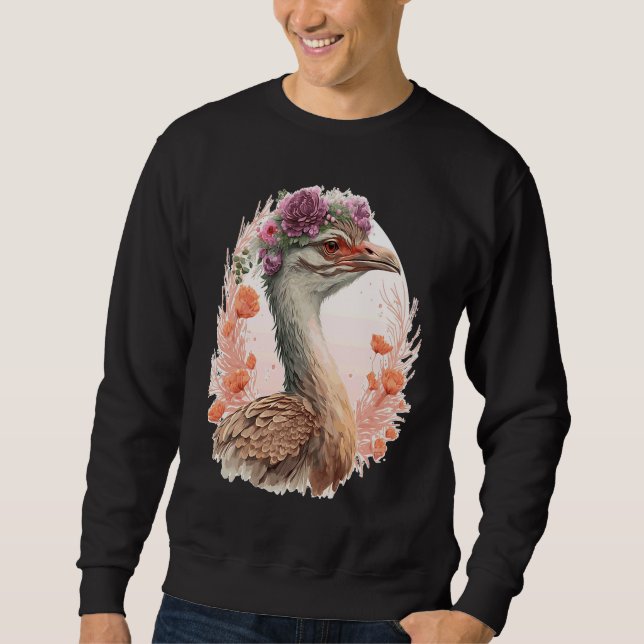 Sweatshirt Cute Bustard Bird Watching Flower Crown Floral Bir (Devant)