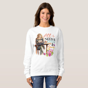 Sweatshirt Cute café à coudre mot art