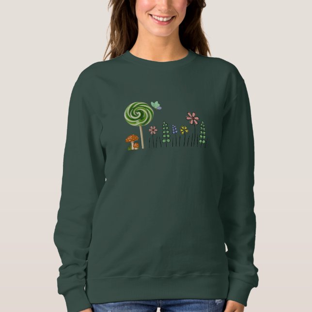 Sweatshirt Cute Candy Garden Illustration. Women’s Cozy Basic (Devant)