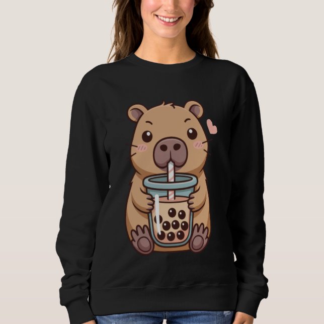 Sweatshirt Cute Capybara Drinking Boba Tea for Animal Lovers  (Devant)