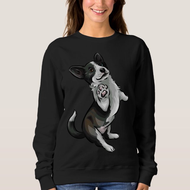 Sweatshirt Cute Cardigan Welsh Corgi Noir Et Blanc Brindé (Devant)