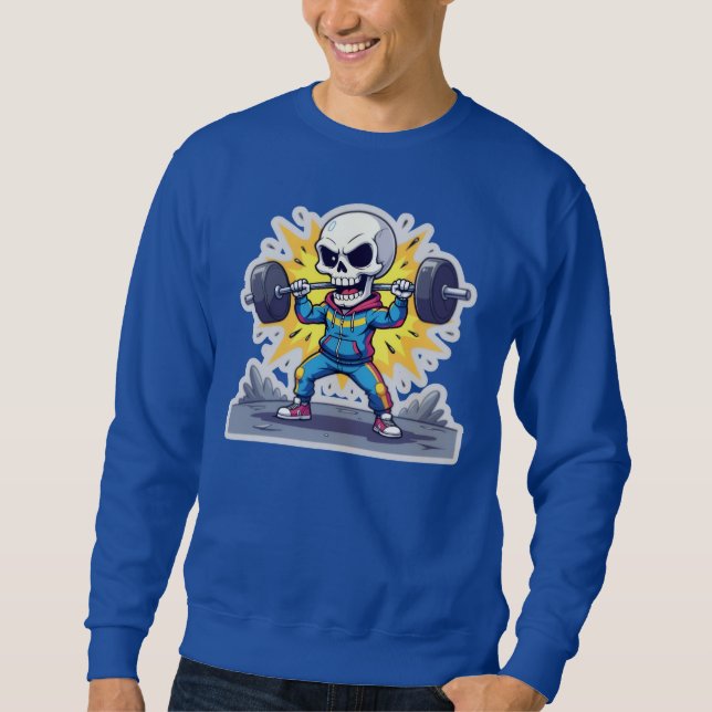 Sweatshirt “Cute Cartoon Skeleton Weightlifter • Funny Gym Ba (Devant)