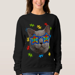 Sweatshirt Cute Cat Autism Puzzle Lunettes de soleil Chiots P