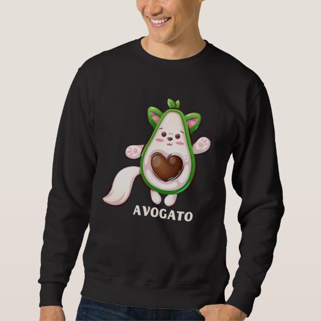 Sweatshirt Cute Cat Avocado  Cat Lady Avogato Men Women (Devant)