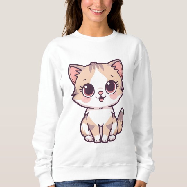 Sweatshirt Cute Cat Hoodie for Women Kawaii Kitty (Devant)