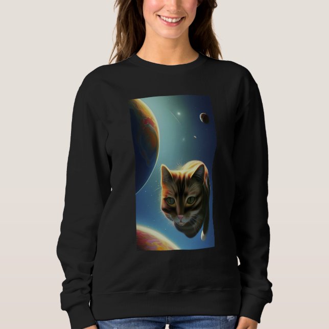 Sweatshirt Cute Cat in Space (Devant)