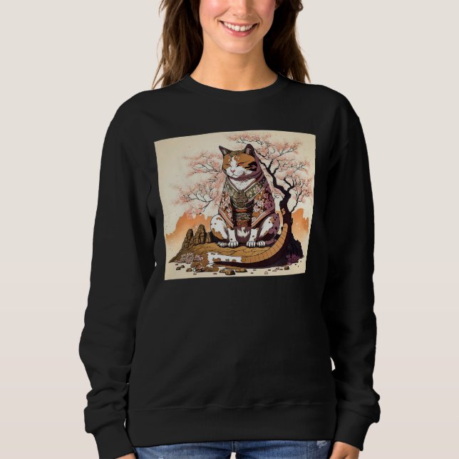 Sweatshirt cute cat Japanese Aesthetic Sakura Cherry Blossoms (Devant)