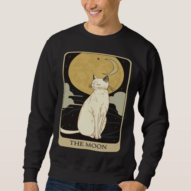 Sweatshirt Cute Cat Lover, Moon Tarot Card, Cat Tarot Card, F (Devant)