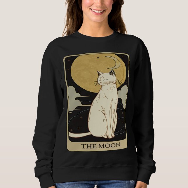 Sweatshirt Cute Cat Lover, Moon Tarot Card, Cat Tarot Card, F (Devant)