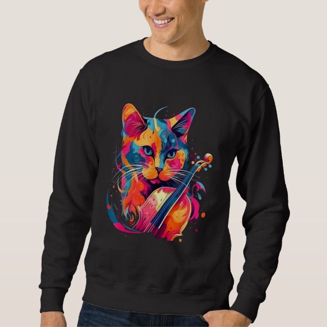Sweatshirt Cute Cat Music Notes Musician 4 (Devant)