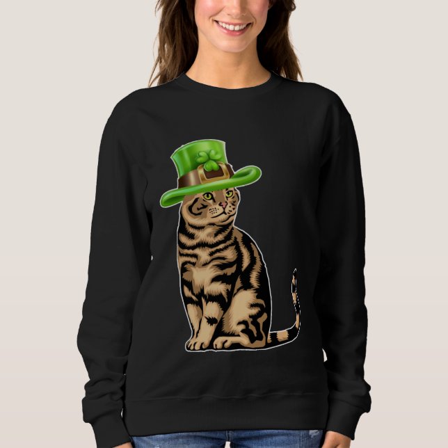 Sweatshirt Cute Cat Saint Patrick Day  Happy St Kitten Day (Devant)