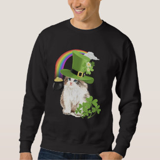 Sweatshirt Cute Cat St Patricks Day Shamrock Rainbow Patty K