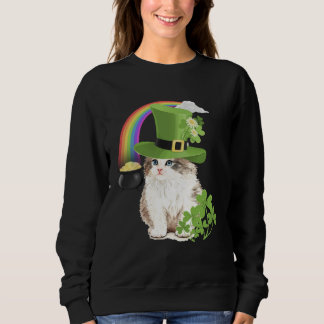 Sweatshirt Cute Cat St Patricks Day Shamrock Rainbow Patty K