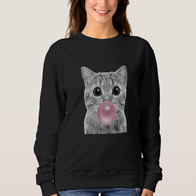 Sweatshirt Cute cat with chewing gum bubble cat chewing gum R (Devant)