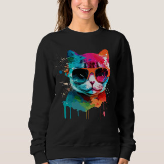 Sweatshirt Cute cat with cool sunglasses for kitten Colorful 