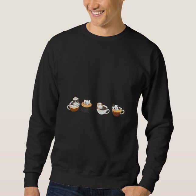Sweatshirt Cute Cats & Coffee Cup Graphic Cat Owner Coffee (Devant)