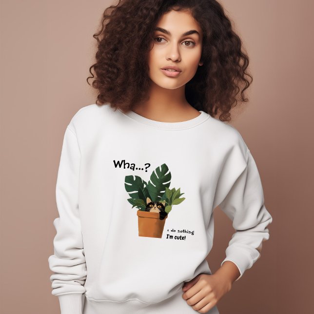 Sweatshirt Cute Chat dans Planter | Drôle (Créateur téléchargé)