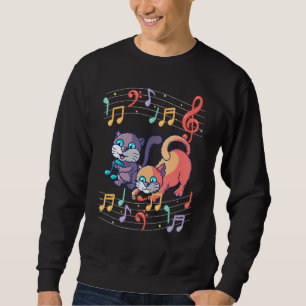 Sweatshirt Cute Chat Jouer Musique Note Clef Musicien Art Pia