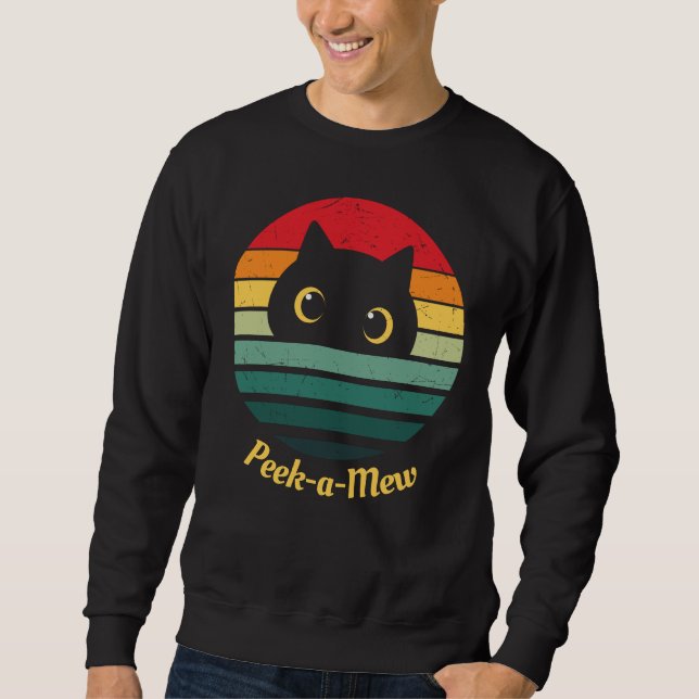 Sweatshirt Cute chat Visage Peek a Mew (Devant)