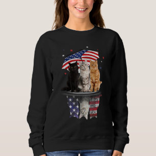 Sweatshirt Cute Chats Sous Parapluie Américain Sur Rainy Inde