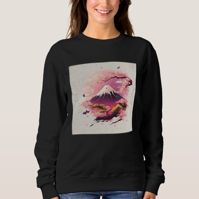 Sweatshirt Cute Cherry Blossom Illustration Pink Women Kids   (Devant)
