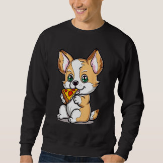 Sweatshirt Cute Chibi Corgi Eating Pizza