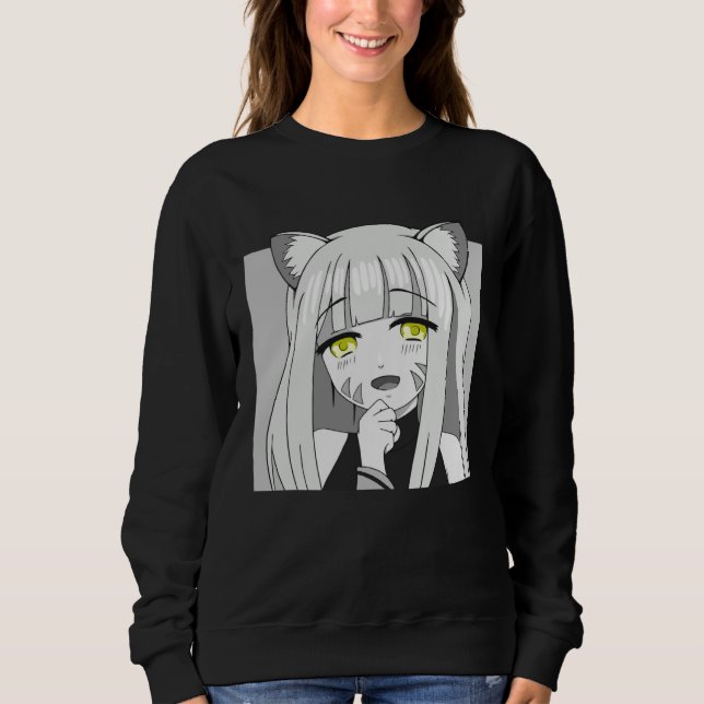 Sweatshirt Cute Chibi Neko Girl with Smug Smile (Devant)