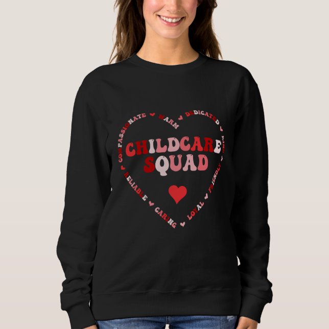 Sweatshirt Cute Childcare Squad Valentines Day Heart (Devant)