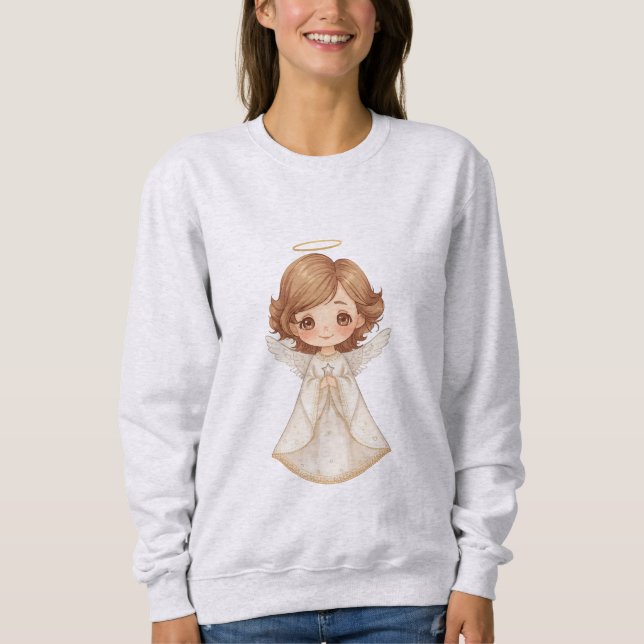 Sweatshirt Cute Christmas Angel Illustration (Devant)