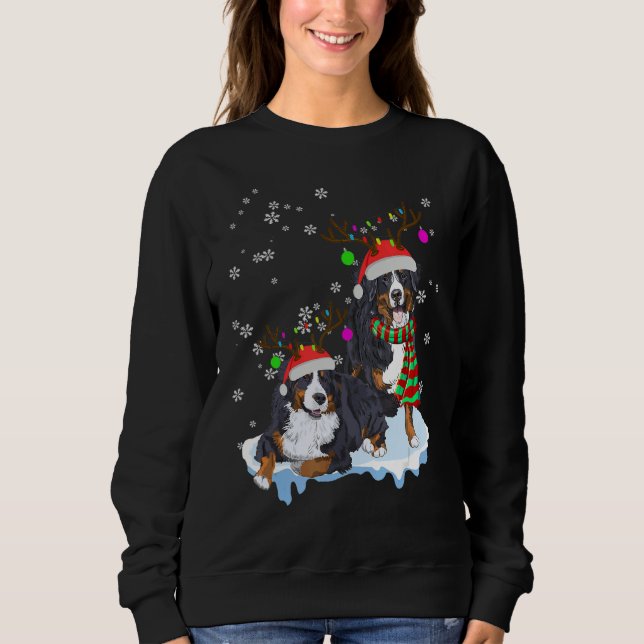 Sweatshirt Cute Christmas Bernese Mountain Santa Hats Reindee (Devant)