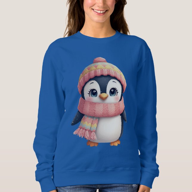 Sweatshirt Cute Christmas Penguin Illustration (Devant)