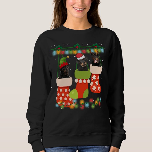 Sweatshirt Cute Christmas Rottweiler Sock Xmas Reindeer Santa (Devant)