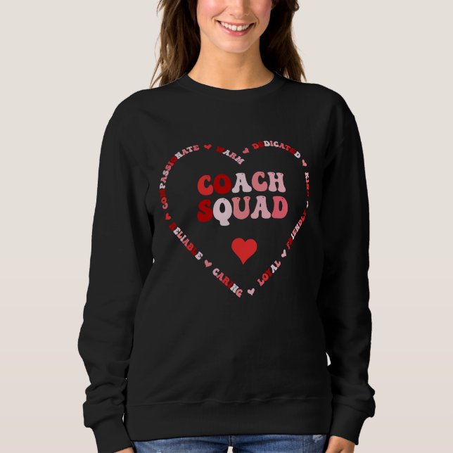 Sweatshirt Cute Coach Squad Valentines Day Heart (Devant)