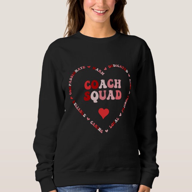 Sweatshirt Cute Coach Squad Valentines Day Heart (Devant)