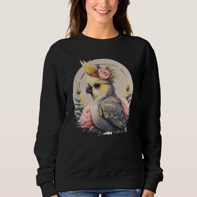 Sweatshirt Cute Cockatiel Parrot Bird Flower Crown Pet Birds (Devant)