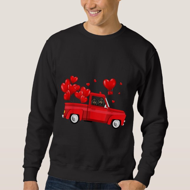 Sweatshirt Cute Coonhound équitation Camion Rouge Aimer Valen (Devant)