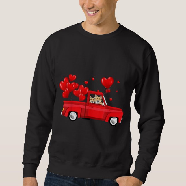 Sweatshirt Cute Corgi équitation Camion Rouge Aimer Saint Val (Devant)
