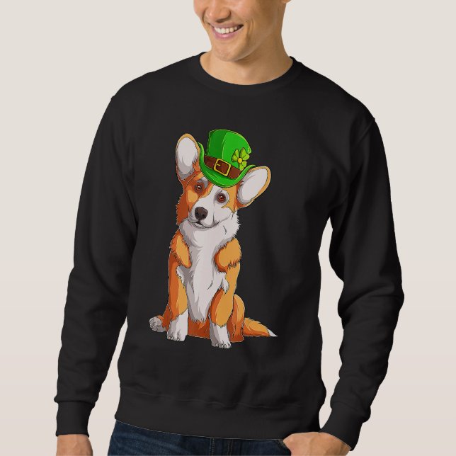Sweatshirt Cute Corgi Irish Pub Clover Lover St Patrick's Day (Devant)
