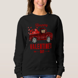 Sweatshirt Cute Couple Chien équitation Rouge Plaid Camion He