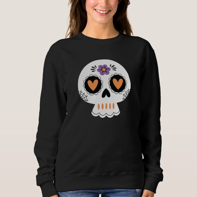 Sweatshirt Cute crâne de sucre Halloween (Devant)